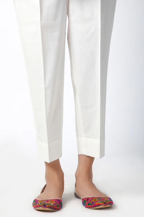 Basic Cambric Cigarette Pants - Off White
